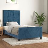 vidaXL - Bedframe - zonder - matras - 90x200 - cm - fluweel - donkerblauw