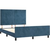 vidaXL Bedframe met hoofdeinde fluweel donkerblauw 140x190 cm