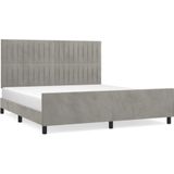 vidaXL - Bedframe - met - hoofdeinde - fluweel - lichtgrijs - 180x200 - cm
