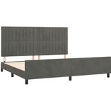 vidaXL - Bedframe - zonder - matras - 200x200 - cm - fluweel - donkergrijs