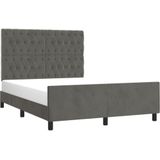 Bettgestell ohne Matratze Dunkelgrau 140x190 cm Samt vidaXL