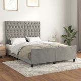 vidaXL Bedframe zonder matras 140x200 cm fluweel lichtgrijs