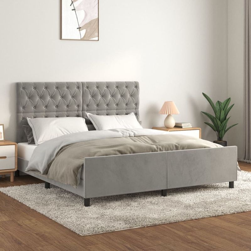 vidaXL - Bedframe - zonder - matrasx200 - cm - fluweel - lichtgrijs