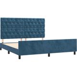 vidaXL Bedframe zonder matras 160x200 cm fluweel donkerblauw