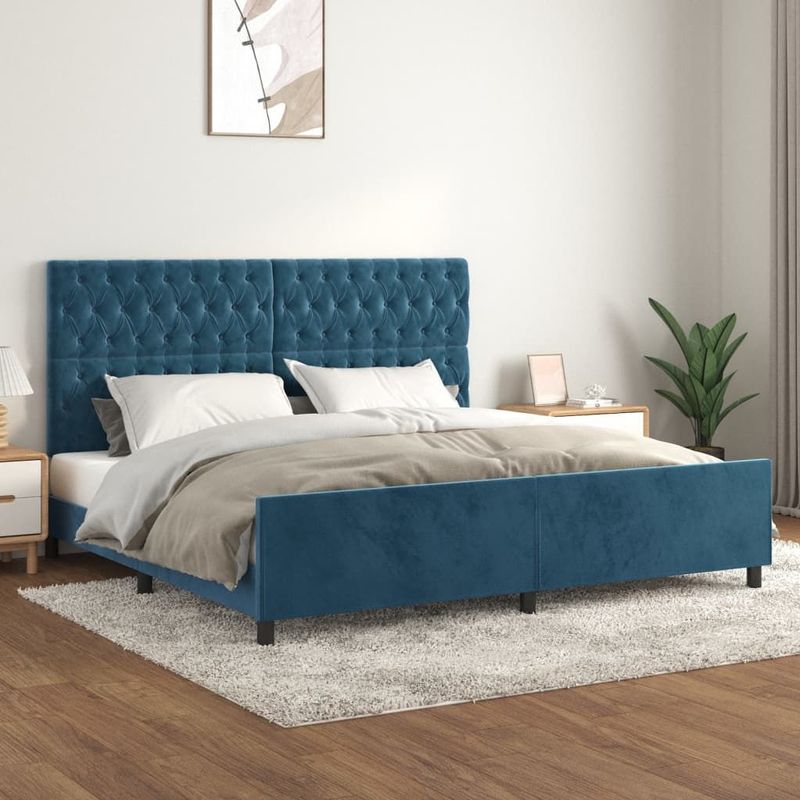 vidaXL Bettgestell ohne Matratze Dunkelblau 200x200 cm Samt