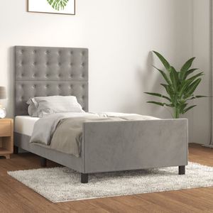 vidaXL - Bedframe - zonder - matras - 80x200 - cm - fluweel - lichtgrijs