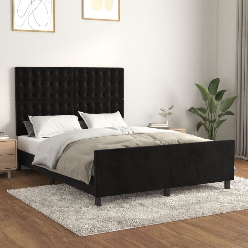 vidaXL Bettgestell ohne Matratze Schwarz 140x190 cm Samt