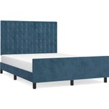 VidaXL Bedframe Hoofdeinde Fluweel Donkerblauw 140x190 cm