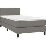 vidaXL Boxspringbett mit Matratze Dunkelgrau 90x200 cm Stoff
