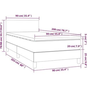 vidaXL Boxspring met matras stof zwart 90x200 cm