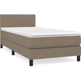 vidaXL Boxspringbett mit Matratze Taupe 90x200 cm Stoff