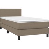 vidaXL Boxspring met matras stof taupe 100x200 cm