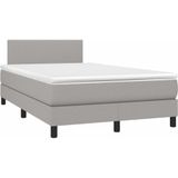 vidaXL Boxspring met matras stof lichtgrijs 120x200 cm