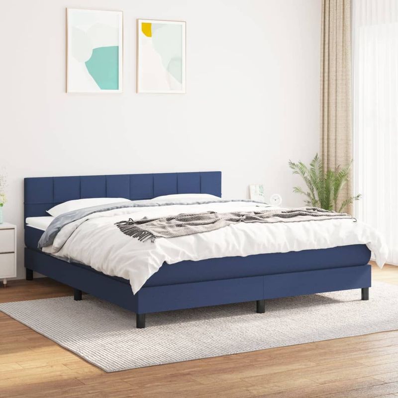 Vidaxl - Boxspringbett mit Matratze Blau 160x200 cm Stoff