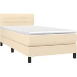 Boxspringbett mit Matratze Creme 90x200 cm Stoff Vidaxl