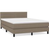 Boxspringbett mit Matratze Taupe 140x200 cm Stoff vidaXL