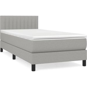 vidaXL Boxspring met matras stof lichtgrijs 90x200 cm