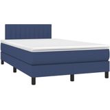 vidaXL Boxspring met matras stof blauw 120x200 cm