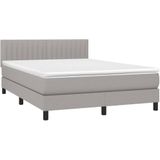 vidaXL Boxspringbett mit Matratze Hellgrau 140x190 cm Stoff