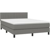 vidaXL Boxspring met matras stof donkergrijs 140x200 cm