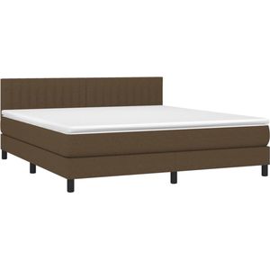 vidaXL Boxspringbett mit Matratze Dunkelbraun 160x200 cm Stoff