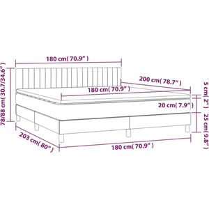 VidaXL Boxspring met Matras Stof Lichtgrijs 180x200 cm