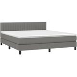 VidaXL Boxspring met Matras Stof Donkergrijs 180x200 cm