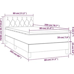 vidaXL Boxspring met matras stof donkerbruin 80x200 cm