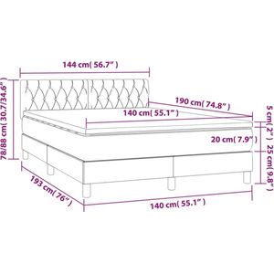 Vidaxl - Boxspringbett mit Matratze Hellgrau 140x190 cm Stoff