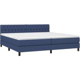 vidaXL Boxspring met matras stof blauw 200x200 cm