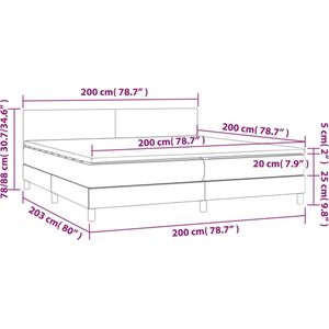 vidaXL Boxspring met matras stof donkerbruin 200x200 cm