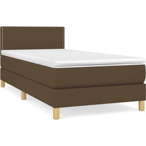 vidaXL Boxspring met matras stof donkerbruin 90x190 cm