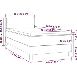 Jinlefu - Boxspringbett mit Matratze Dunkelgrau 90x200 cm Stoff vidaXL