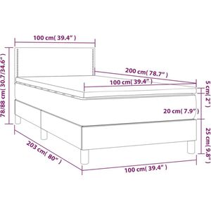 vidaXL Boxspringbett mit Matratze Hellgrau 100x200 cm Stoff