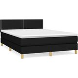 vidaXL Boxspring met matras stof zwart 140x190 cm