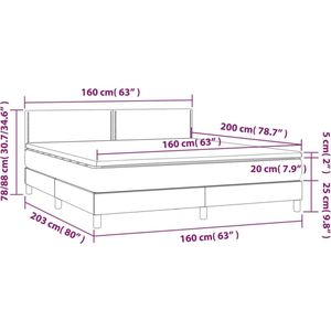 vidaXL Boxspring met matras stof lichtgrijs 160x200 cm