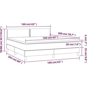 vidaXL Boxspringbett mit Matratze Dunkelbraun 160x200 cm Stoff