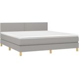 vidaXL Boxspring met matras stof lichtgrijs 180x200 cm