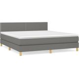 vidaXL Boxspring met matras stof donkergrijs 180x200 cm