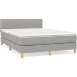 vidaXL Boxspringbett mit Matratze Hellgrau 140x200 cm Stoff