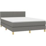 Vidaxl - Boxspringbett mit Matratze Dunkelgrau 140x200 cm Stoff
