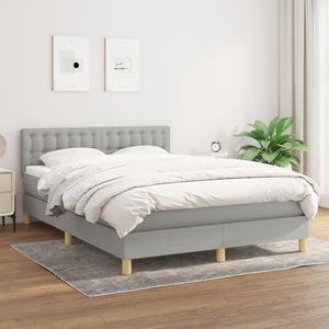 vidaXL Boxspringbett mit Matratze Hellgrau 140x190 cm Stoff1376138