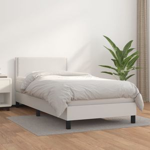 vidaXL - Boxspring - met - matras - kunstleer - witx200 - cm