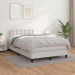 vidaXL - Boxspring - Wit - Kunstleer - Inclusief Matras