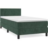 vidaXL - Boxspring - met - matras - fluweel - donkergroenx190 - cm