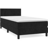 vidaXL - Boxspring - met - matras - fluweel - zwart - 90x200 - cm