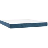 vidaXL - Boxspring - met - matras - fluweel - donkerblauw - 180x200 - cm