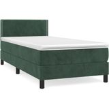 vidaXL Boxspringbett mit Matratze Dunkelgrün 90x190 cm Samt
