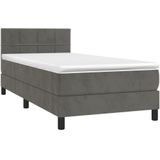 Vidaxl - Boxspringbett mit Matratze Dunkelgrau 90x190 cm Samt