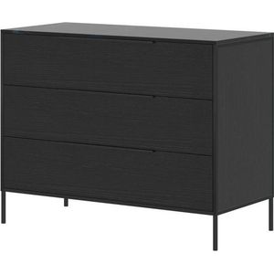 Cabino - Commode Marble - Zwart - MDF - 3 Lades - Marmer Look Bovenblad
